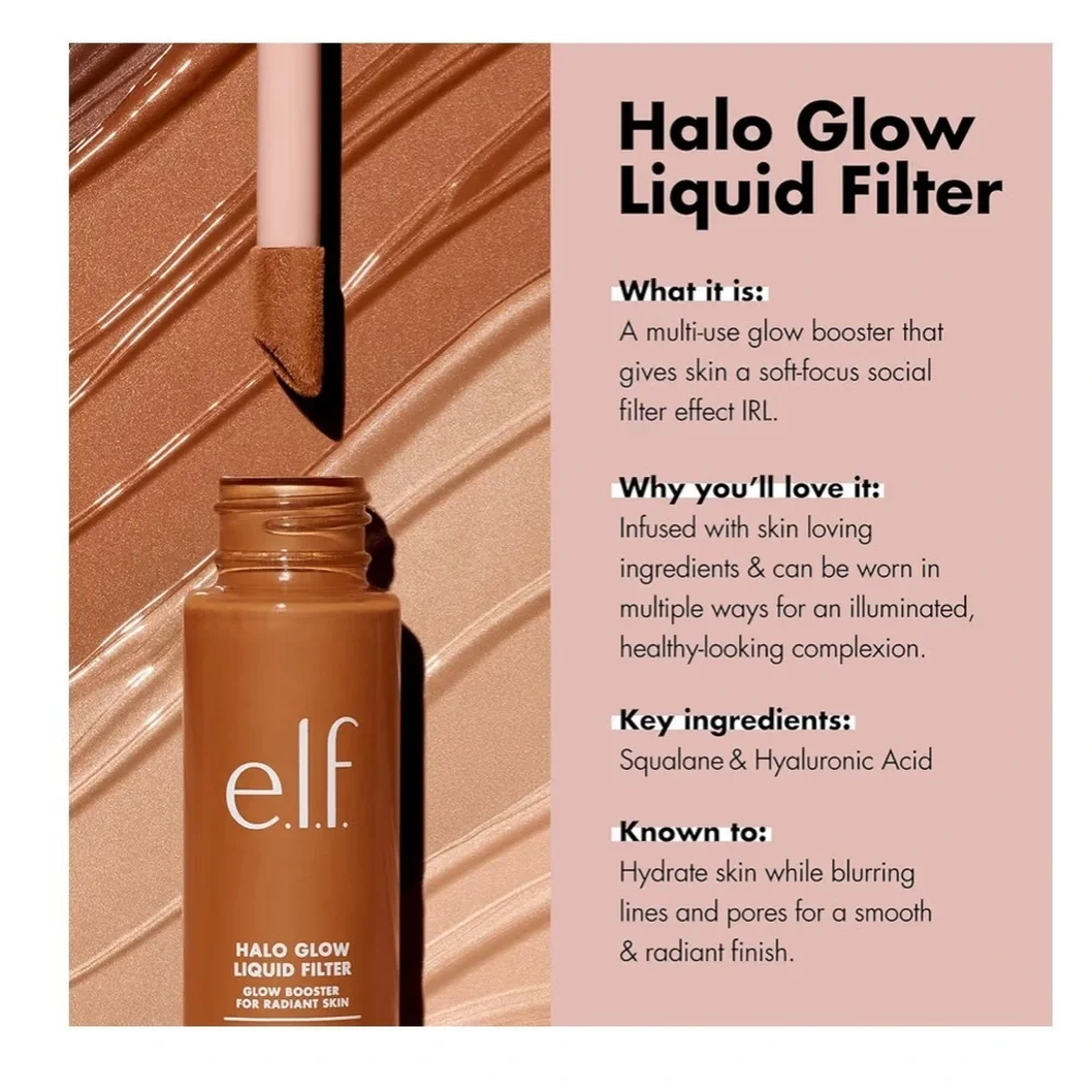e.l.f. Halo Glow Liquid Filter, Complexion Booster For A Glowing 3.5 Medium